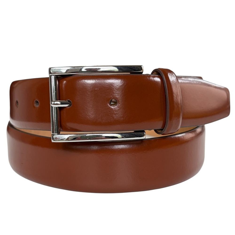 Cole Haan Belt Mens Leather Classic Professional Excellent Brown 34 Cognac